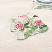 Roze roze bloemen Onderzetter papier (Gekanteld)