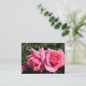 roze roze bloemen professioneel visitekaartje (Staand voorkant)