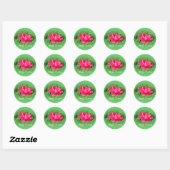 roze roze bloemen ronde sticker (Vel)