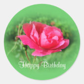 roze roze bloemen ronde sticker (Voorkant)