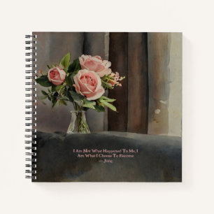 Roze Roze Bloemen Vaas Carl Jung Quote Journal Notitieboek