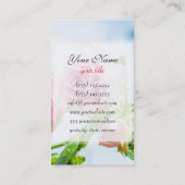 Roze roze bloemen visitekaartje (Achterkant)