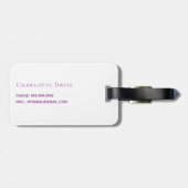 Roze roze bloemen witte naam bagagelabel (Achterkant horizontaal)