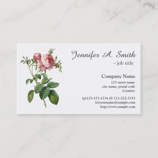  roze roze bloemenbedrijf visitekaartje (Voorkant)