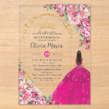 Roze Roze Bloemengoud Quinceañera Sweet 16 XV