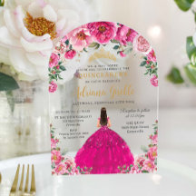Roze Roze Bloemenkoraal Quinceanera XV Sweet 16