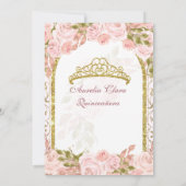 Roze Roze Bloemenkroon Prinses Gouden Boog Quincea Kaart (Achterkant)