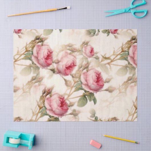  roze roze bloemenrooster ontkoppeling tissuepapier (Craft)