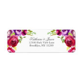 Roze Roze Bloementuin Trouw Retouradres Etiket (Voorkant)