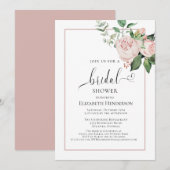 Roze Roze Bloemhart Script Bruiloft Kaart (Voorkant / Achterkant)