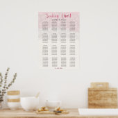 Roze Roze Bloemige Aquarel Zitplaatsenplan Poster (Keuken)