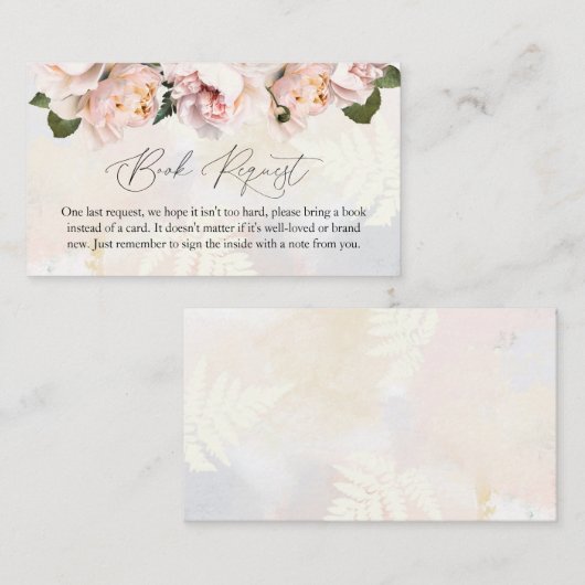 Roze Roze Bloemige Baby Shower Boek Verzoekkaart Informatiekaartje (Voorkant / Achterkant)