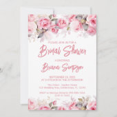 Roze Roze Bloemige Bruiloft Feest Kaart (Voorkant)