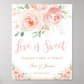 Roze Roze Bloemige Liefde is Zoete Behandeling Bru Poster (Voorkant)