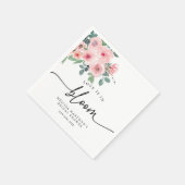 Roze Roze Bloemige Liefde Staat In Bloei Bruiloft Servet (Hoek)