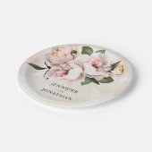 Roze Roze Bloemige Papieren Borden Bordje (Gekanteld)