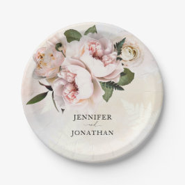 Roze Roze Bloemige Papieren Borden Papieren Bordje