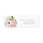 Roze Roze Bloemige Pompoen Herfst Bruiloft Label (Voorkant)