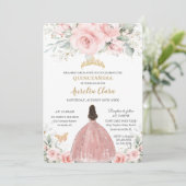 Roze Roze Bloemige Prinses Rose Goud Quinceañera I Kaart (Staand voorkant)