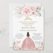 Roze Roze Bloemige Prinses Rose Goud Quinceañera I Kaart (Voorkant)