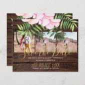 Roze Roze Bloemige Salie Bladeren Budget Bruiloft (Voorkant / Achterkant)