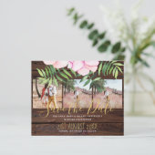 Roze Roze Bloemige Salie Bladeren Budget Bruiloft (Staand voorkant)