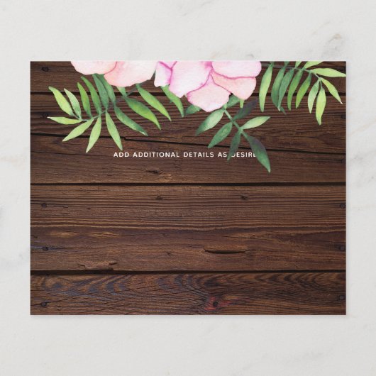 Roze Roze Bloemige Salie Bladeren Budget Bruiloft (Achterkant)