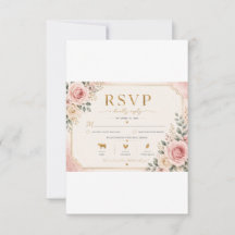 Roze Roze Bloemige Trouw-RSVP-Kaart | Waterverf
