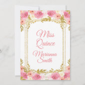 Roze Roze Bloemige Waterverf Mexicaanse Miss Quinc Kaart (Achterkant)