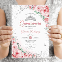 Roze Roze Bloemige Waterverfrozen Quinceanera