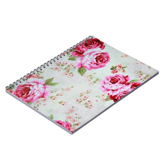  Roze Roze bloemkoraal Notitieboek (Linkerzijde)