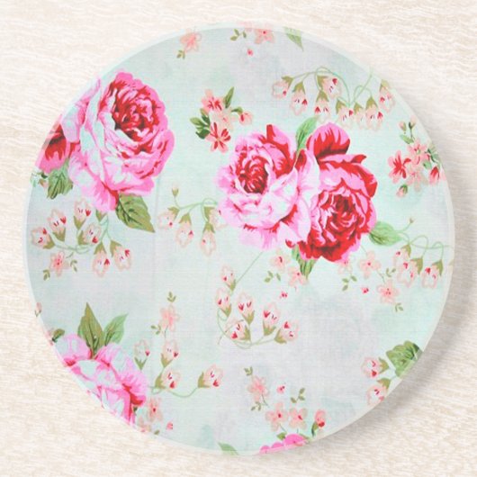  Roze Roze bloemkoraal Zandsteen Onderzetter (Voorkant)