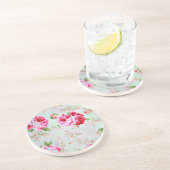  Roze Roze bloemkoraal Zandsteen Onderzetter (Zijkant)