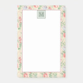 roze roze bloemmonogram blokpatroon post-it® notes (Voorkant)