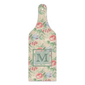  roze roze bloemmonogram blokpatroon snijplank (Voorkant)