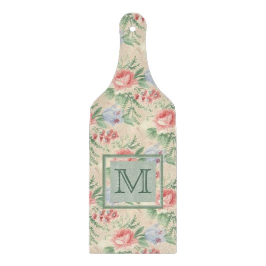  roze roze bloemmonogram blokpatroon snijplank (Voorkant)