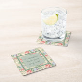 roze roze bloempatroon aangepaste tekst kartonnen onderzetters (Insitu)