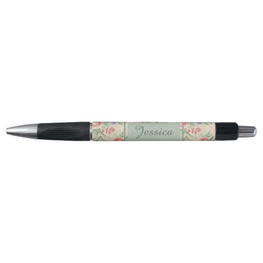  roze roze bloempatroon gepersonaliseerd pen (Voorkant)