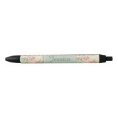  roze roze bloempatroon gepersonaliseerd zwarte inkt pen (Voorkant)