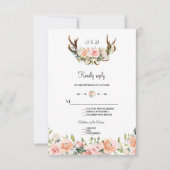 Roze Roze Bloesem Bloemige Gewei Huwelijk RSVP (Voorkant)