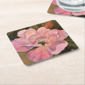 Roze roze bloesem Geopend fijn Kunstolie schildere Kartonnen Onderzetters (Schuin)