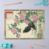 Roze roze bloesems en zwarte vogelachtige ontkoppe tissuepapier (Craft)