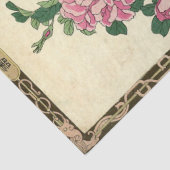 Roze roze bloesems en zwarte vogelachtige ontkoppe tissuepapier (Detail)