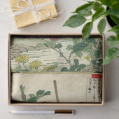 Roze roze bloesems en zwarte vogelachtige ontkoppe tissuepapier (Geschenk)