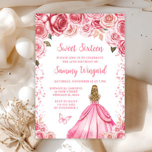Roze Roze Blond Haar Prinses Sweet Sixteen Kaart
