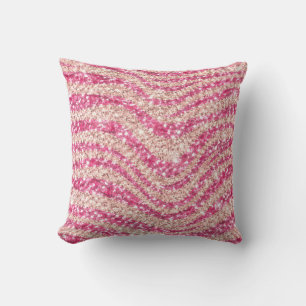 Roze Roze Blush Glitter Zebra Patroon Kussen