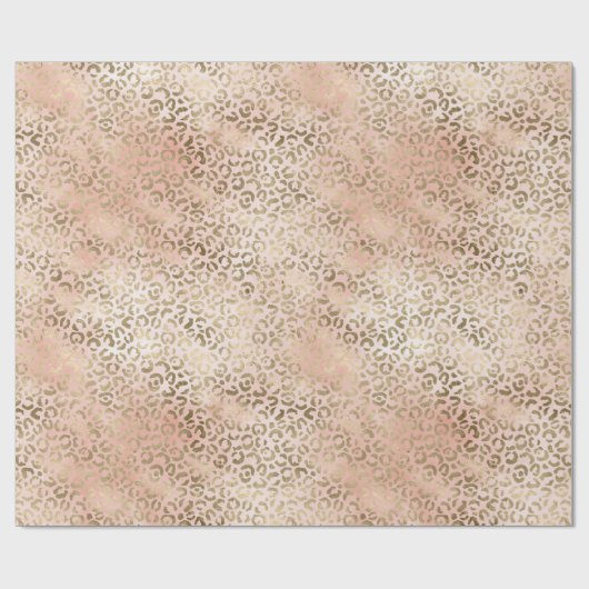 Roze Roze Blush Gold Leopard Print Cadeaupapier (Vlak)