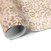 Roze Roze Blush Gold Leopard Print Cadeaupapier (Rol Hoek)