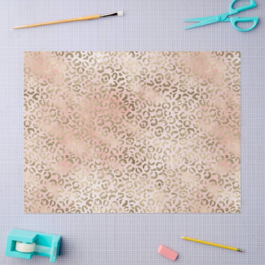 Roze Roze Blush Gold Leopard Print Tissuepapier (Craft)