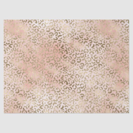 Roze Roze Blush Gold Leopard Print Tissuepapier (Voorkant)